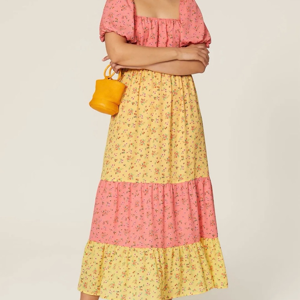 Floral Pink and Yellow Maxi Dress